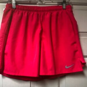 Nike Red Athletic Shorts with Reflective Swoosh
